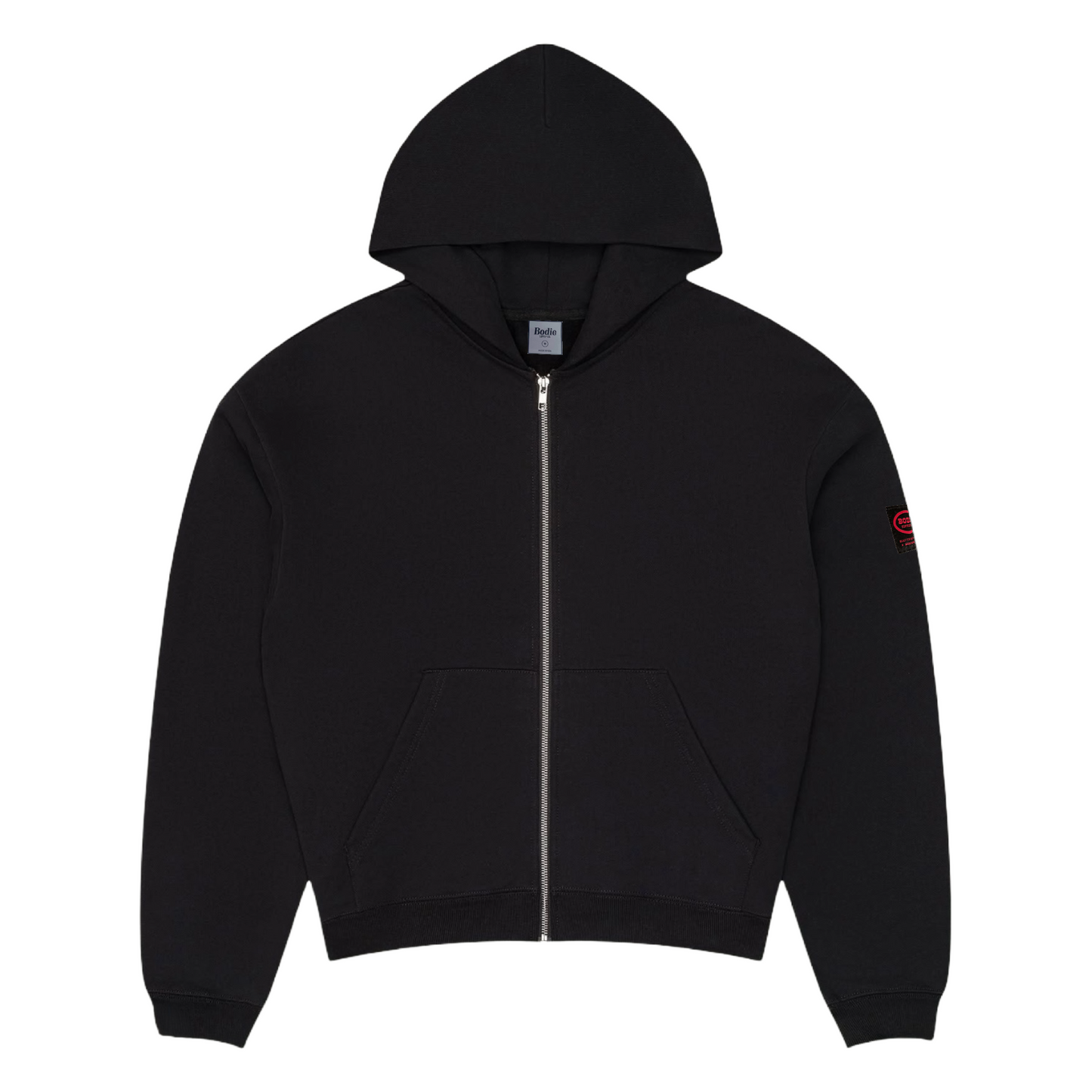 Branded Zip-Up Hoodie - Black